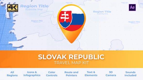 斯洛伐克地图-斯洛伐克共和国旅游地图AE视频模板插图