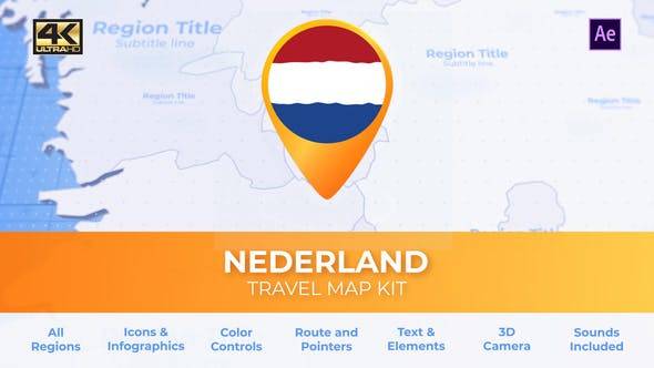 荷兰地图套件-荷兰旅游地图AE视频模板插图