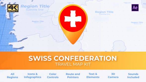 瑞士地图-瑞士联邦旅行地图AE视频模板插图