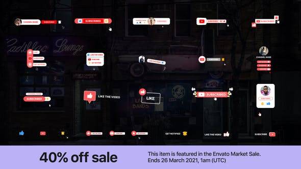 YouTube订阅包动画元素AE视频模板插图