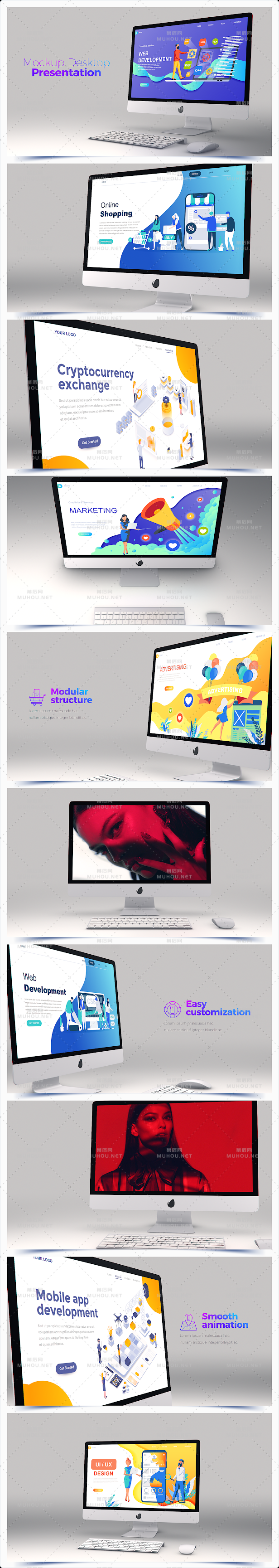 苹果电脑样机网页网站演示AE视频模板[2.88GB,AEP]插图2