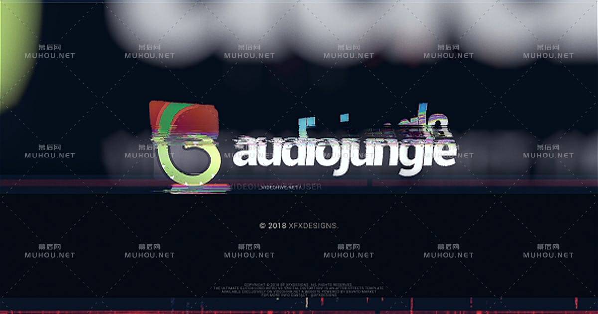 终极抖动logo数字画面信号干扰损坏AE视频模板