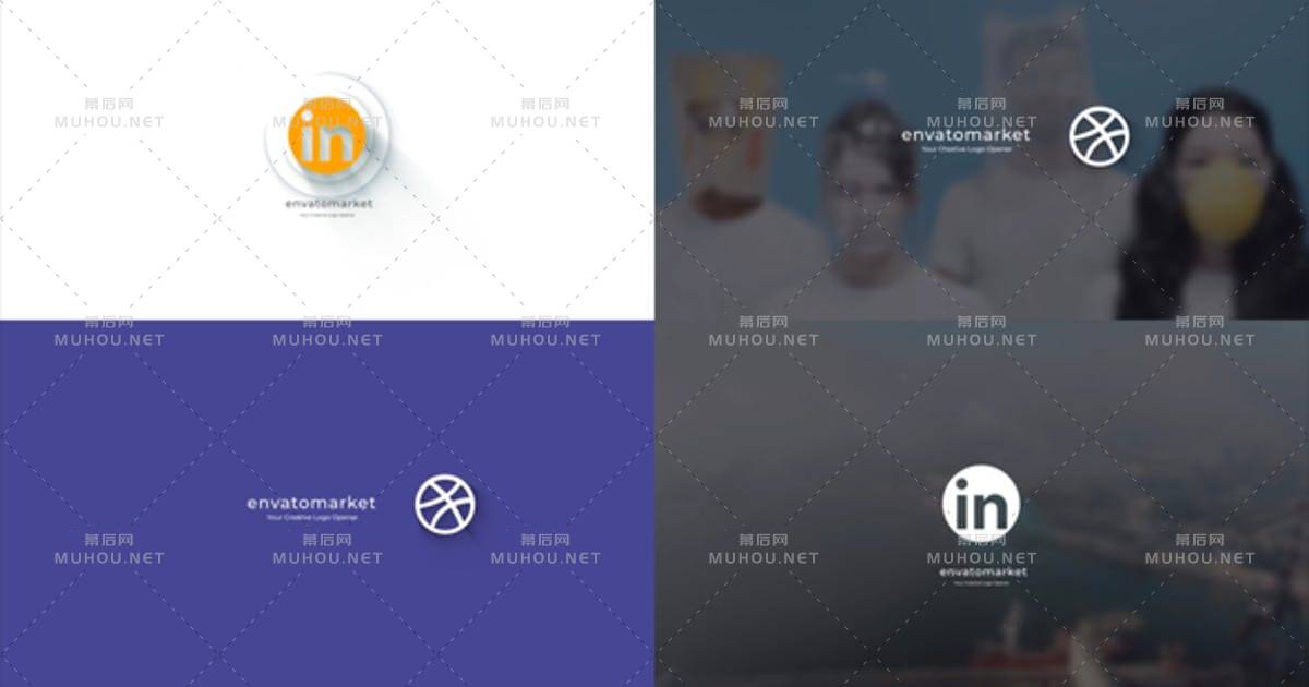 简单的平面logo标志AE视频模板