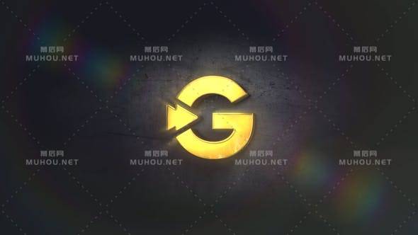 金色发光3d质感logo标志AE视频模板插图