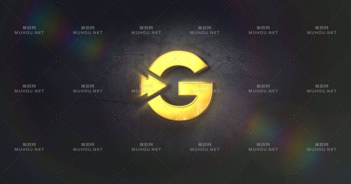 金色发光3d质感logo标志AE视频模板