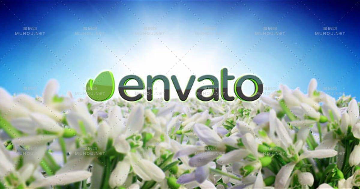 春天的花朵自然风格logo标志AE视频模板