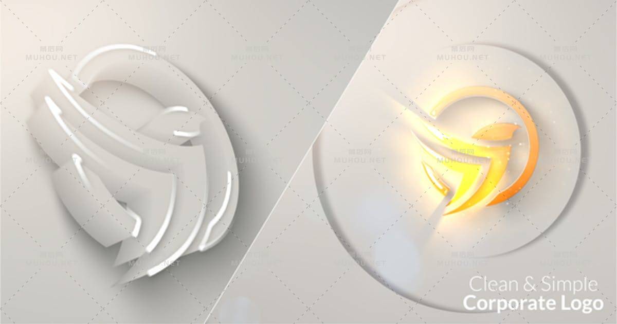 干净简单的公司logo标志揭示AE视频模板