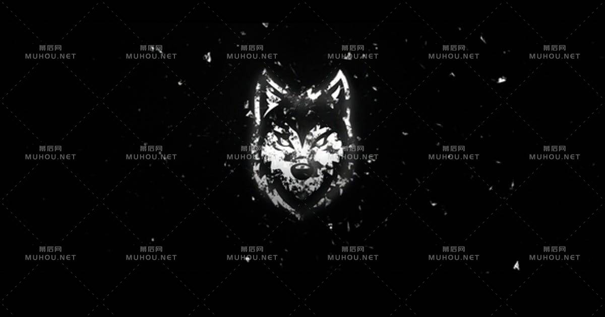 白色杂乱黑色破坏logo标志AE视频模板
