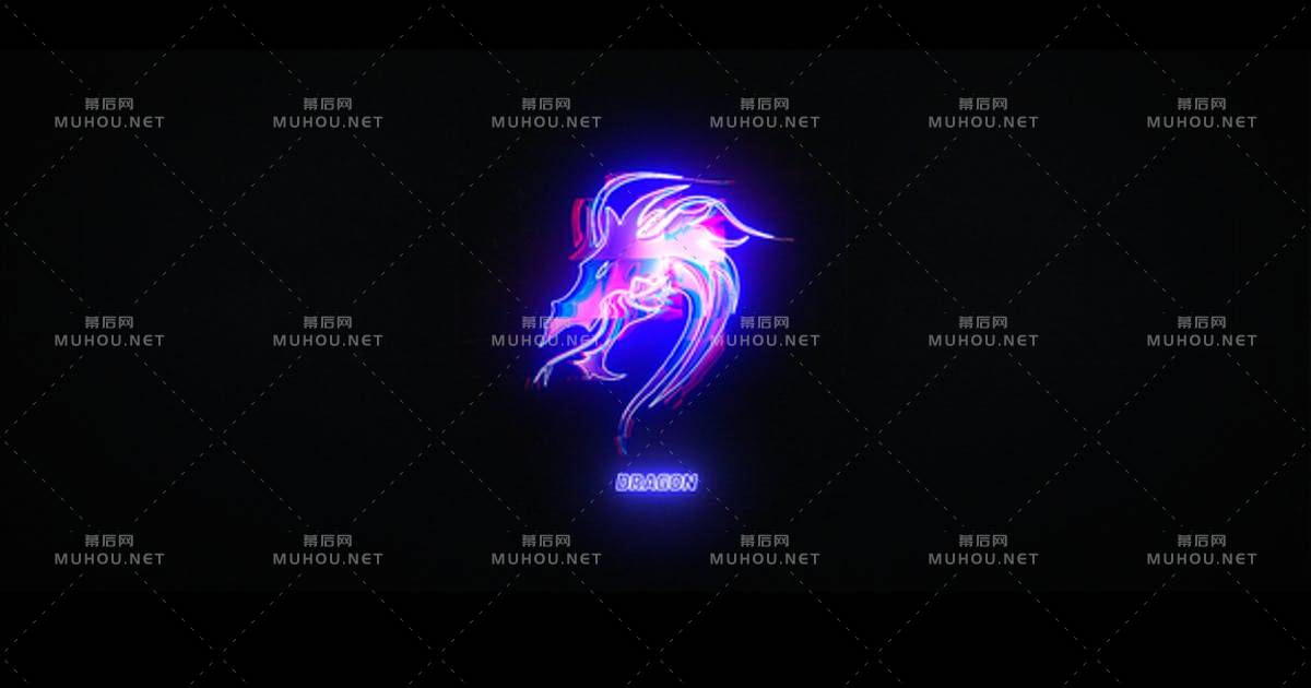 彩色信号干扰激光logo标志AE视频模板