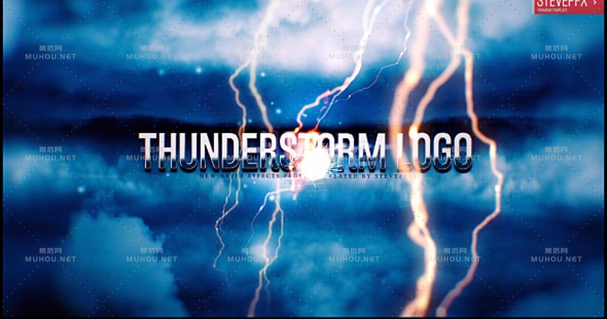 雷暴闪电金属logo标志AE视频模板