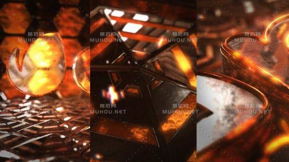 火焰燃烧的金属logo标志AE视频模板插图