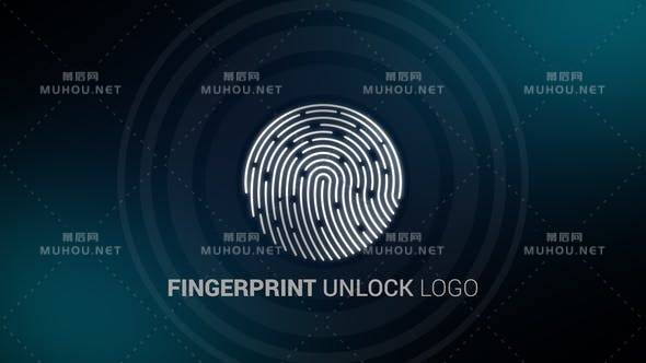 高科技指纹解锁logo标志AE视频模板插图