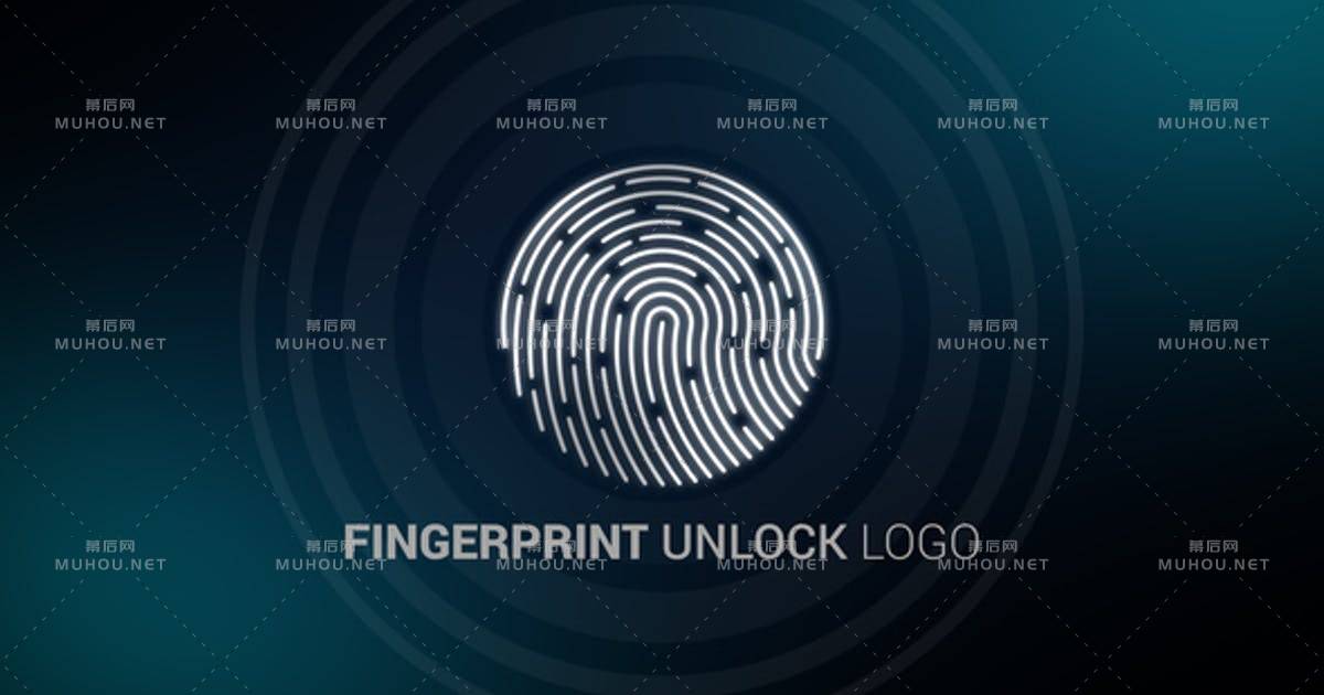 高科技指纹解锁logo标志AE视频模板