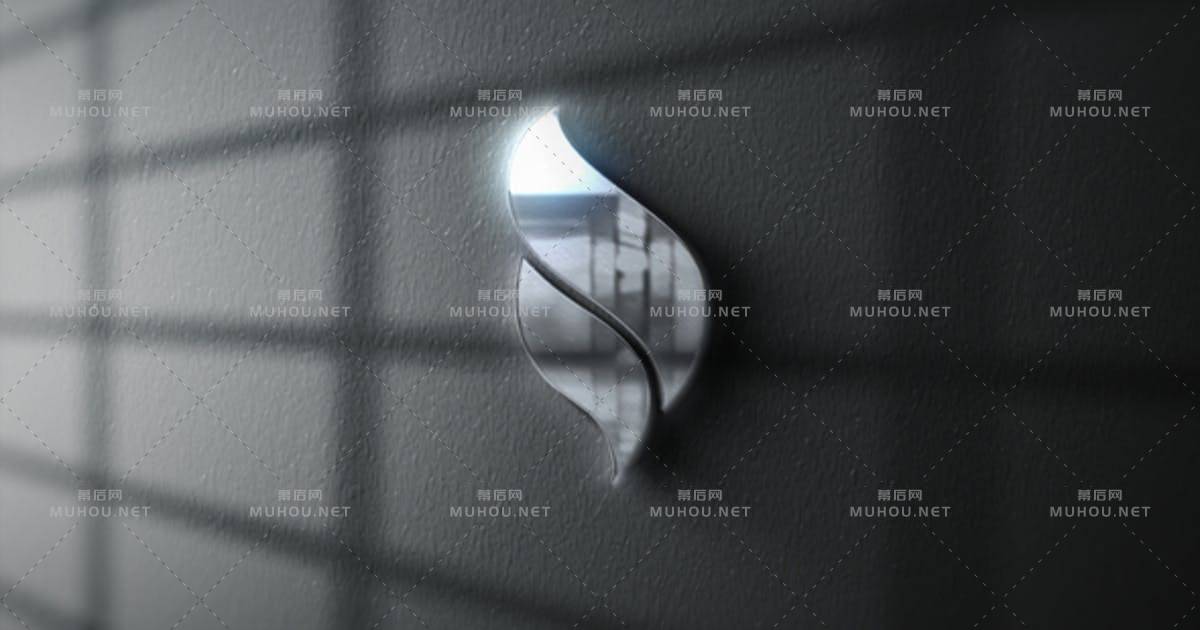 墙壁阴影后的金属logo标志AE视频模板