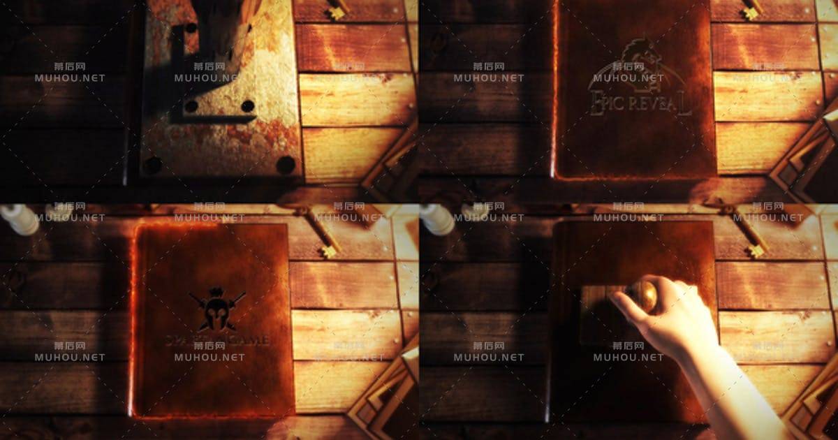 翻开魔法史诗书籍LOGO标志显示AE视频模板