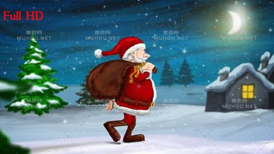 圣诞愿望2d圣诞老年人动画logo AE视频模板插图