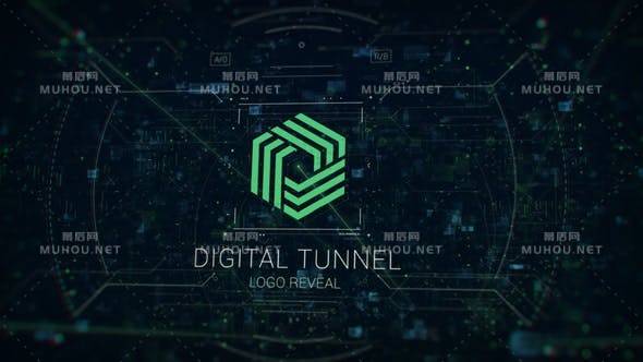 数字隧道hud未来科技logo标志AE视频模板插图