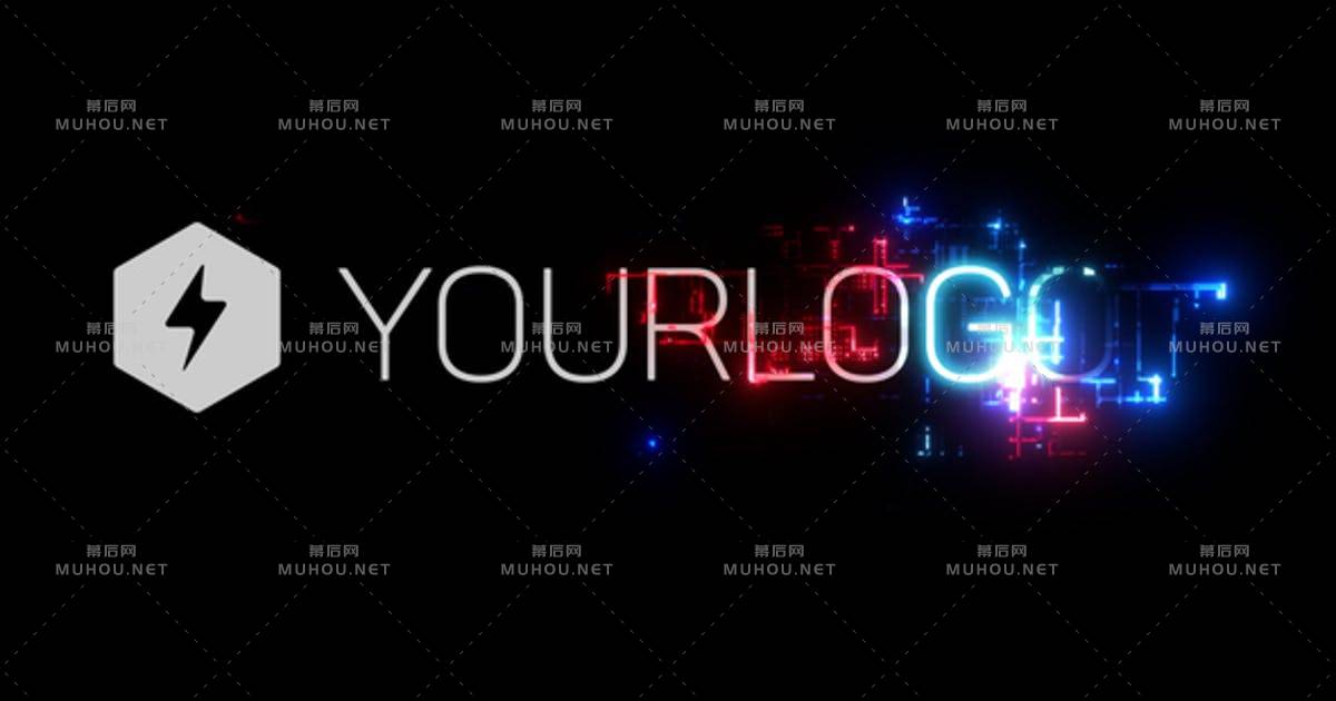 技术科幻网络发光文字logo标志AE视频模板