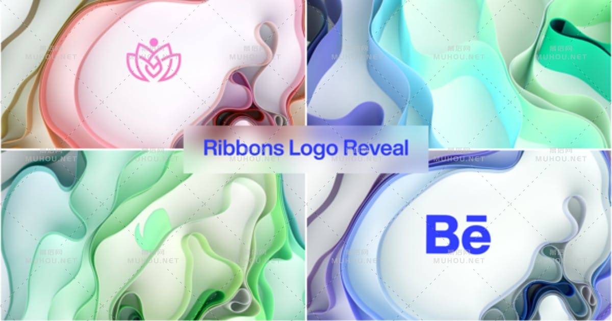 彩色三维时代飘带logo标志显露AE视频模板