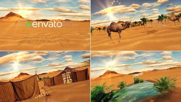 沙漠绿洲3d场景标志logoAE视频模板插图