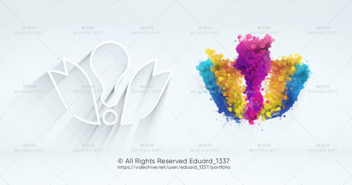 浅色颗粒彩色烟雾logo标志显示AE视频模板