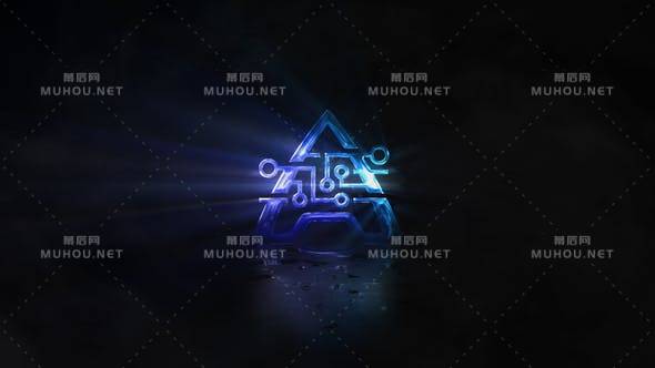 黑暗中烟雾和灯光logo发光标志AE视频模板插图