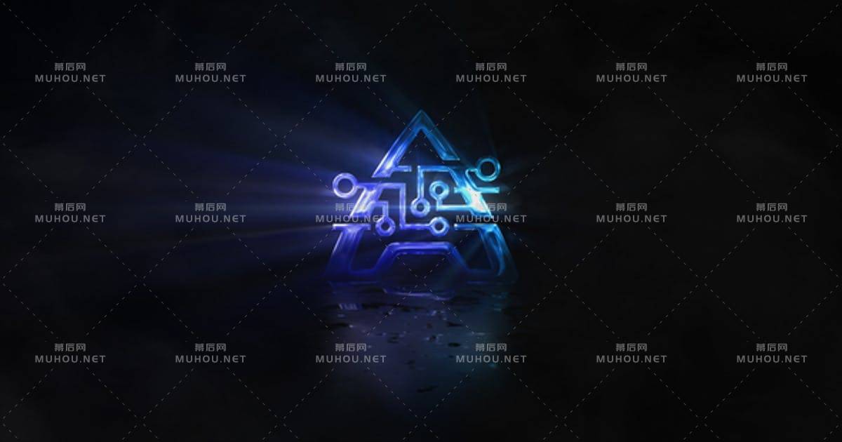黑暗中烟雾和灯光logo发光标志AE视频模板