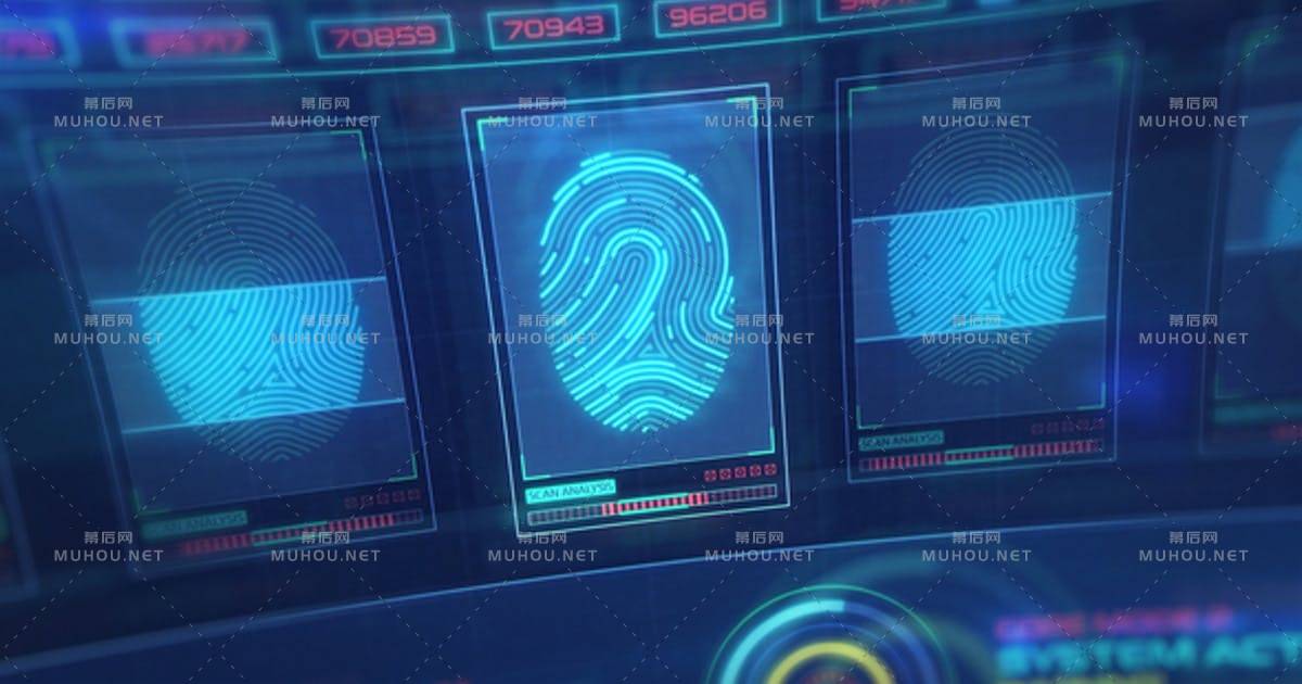 HUD接入指纹识别高科技logo技术介绍AE视频模板