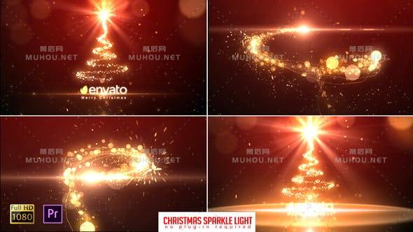 Christmas Lights圣诞树发光汇聚logo片头PR视频模板插图