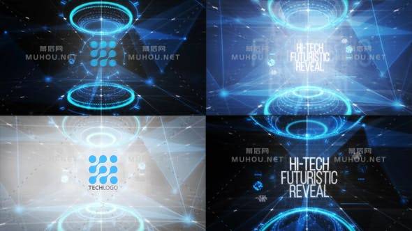 高科技未来网络logo标志揭示PR视频模板插图