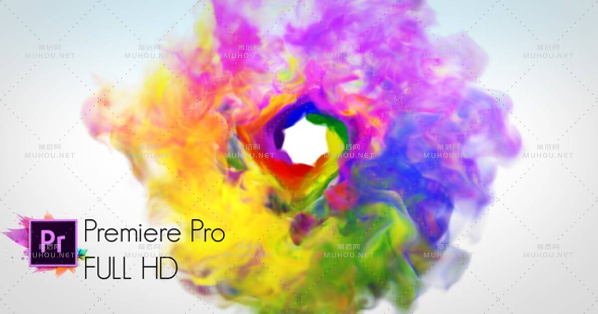 彩色旋转烟雾logo标志揭示-Premiere ProPR视频模板