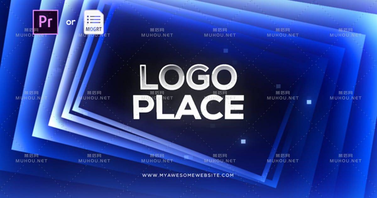 渐变方形标志动态logo显示PR视频模板