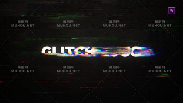 Glitch Logo信号干扰抽象失真文字MogrtPR视频模板插图