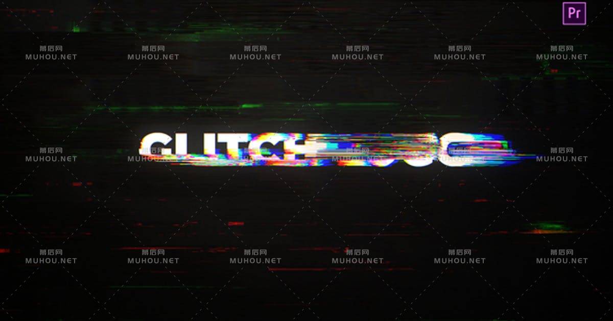 Glitch Logo信号干扰抽象失真文字MogrtPR视频模板