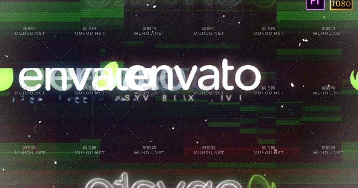 Glitch Logo Reveal高科技数码信号干扰PR视频模板