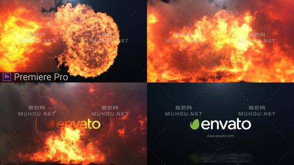 超酷火焰燃烧爆炸logo标志PR视频模板插图
