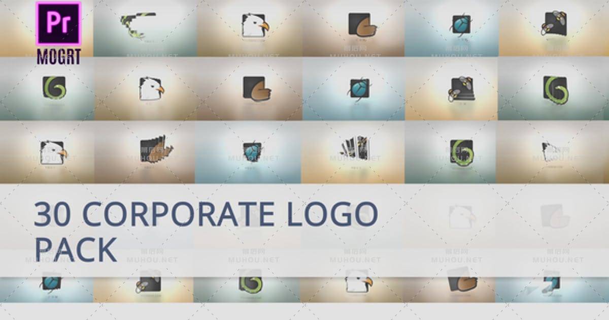 30 Premiere Pro MOGRT的创意logo企业标志PR视频模板