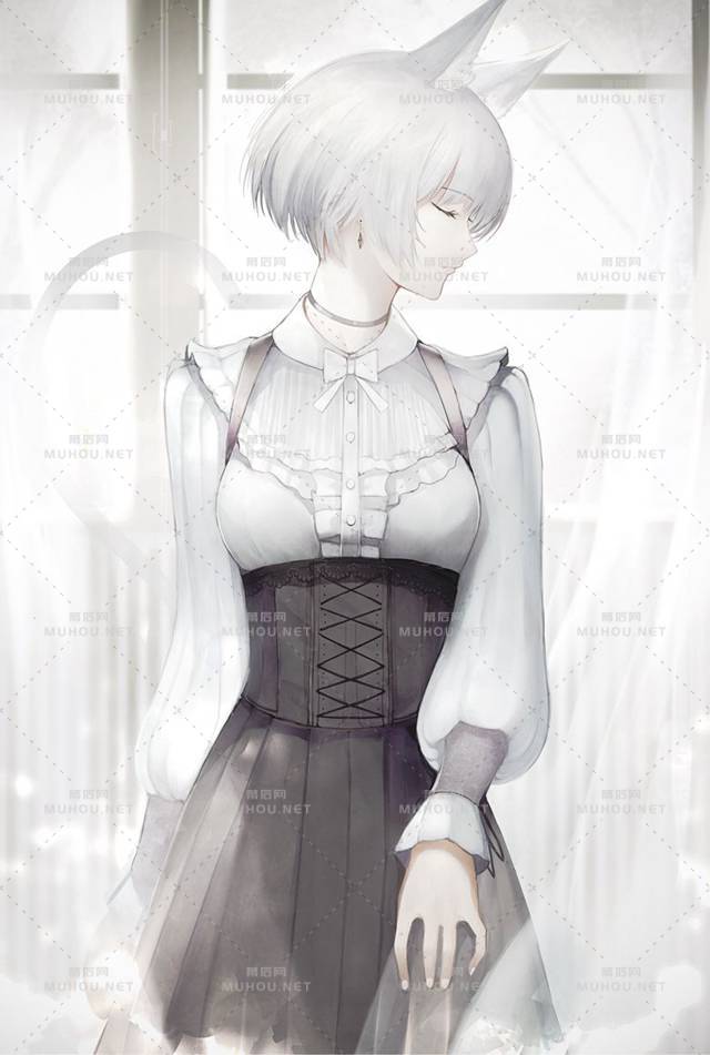 温柔安静风格的女孩子插画手机壁纸