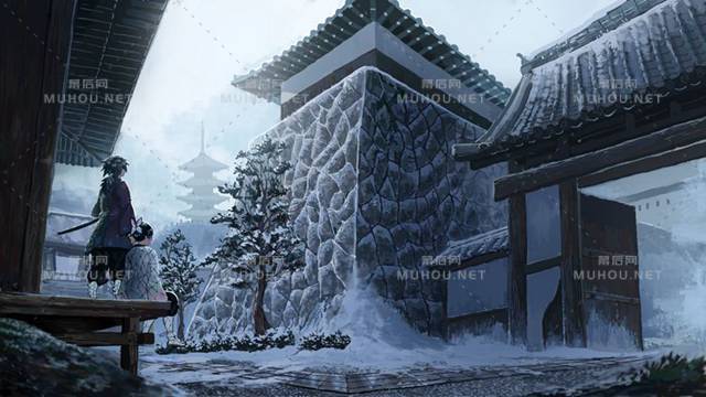 好浪漫惬意的雪景二次元插画哦插画作品插图