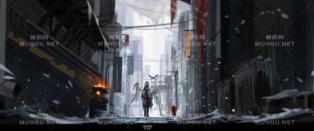 好浪漫惬意的雪景二次元插画哦插画作品插图3