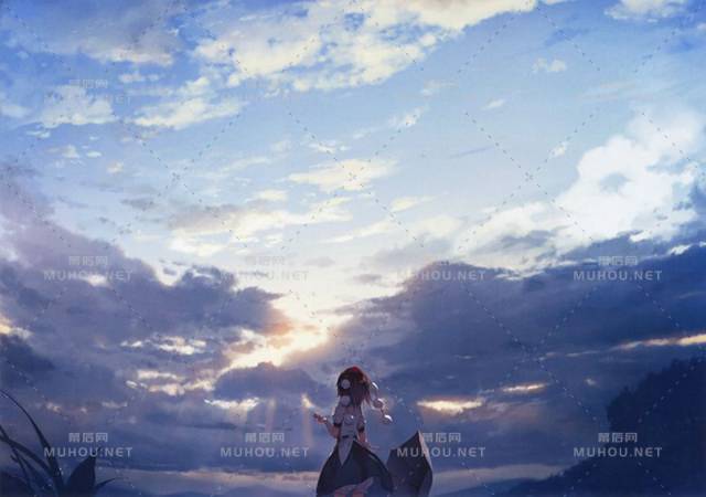 蔚蓝的二次元天空风景插画作品插图3