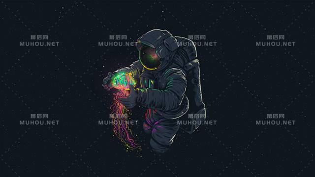 身处太空中的宇航员精美插画6张