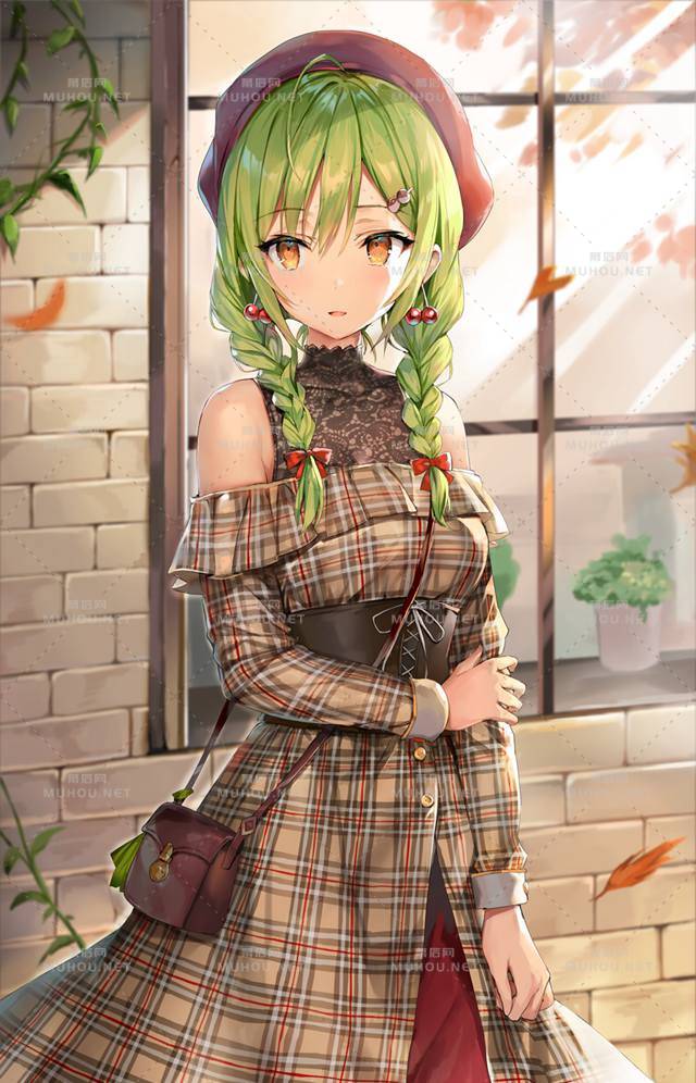 露出肩膀的甜美系女孩插画