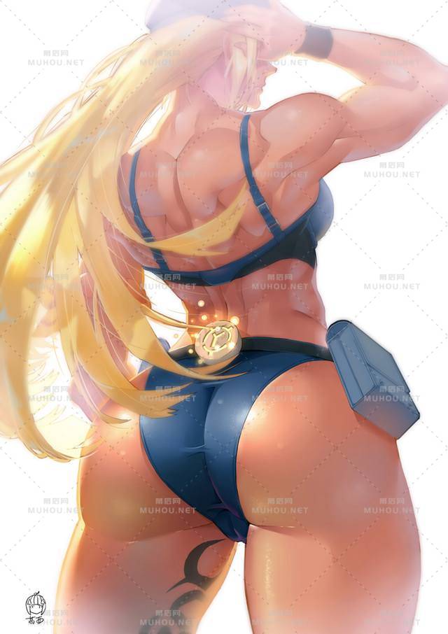 与力量为伍的娇羞肌肉娘插画