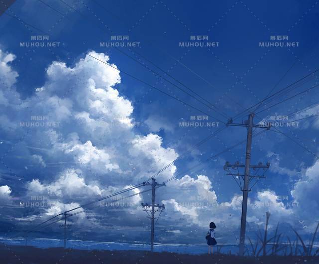 天空和云层超美的插画