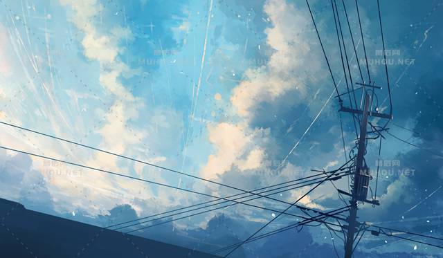 云层超美的天空风景插画