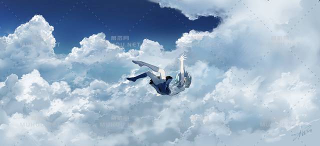 云层超美的天空风景插画