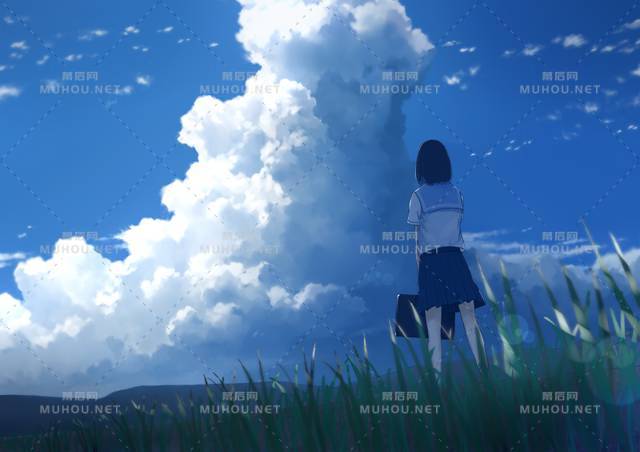 云层超美的天空风景插画