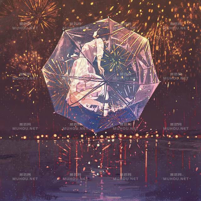 浪漫的焰火风景插画推荐