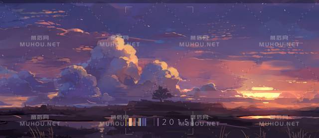 黄昏时分的天空风景插画推荐